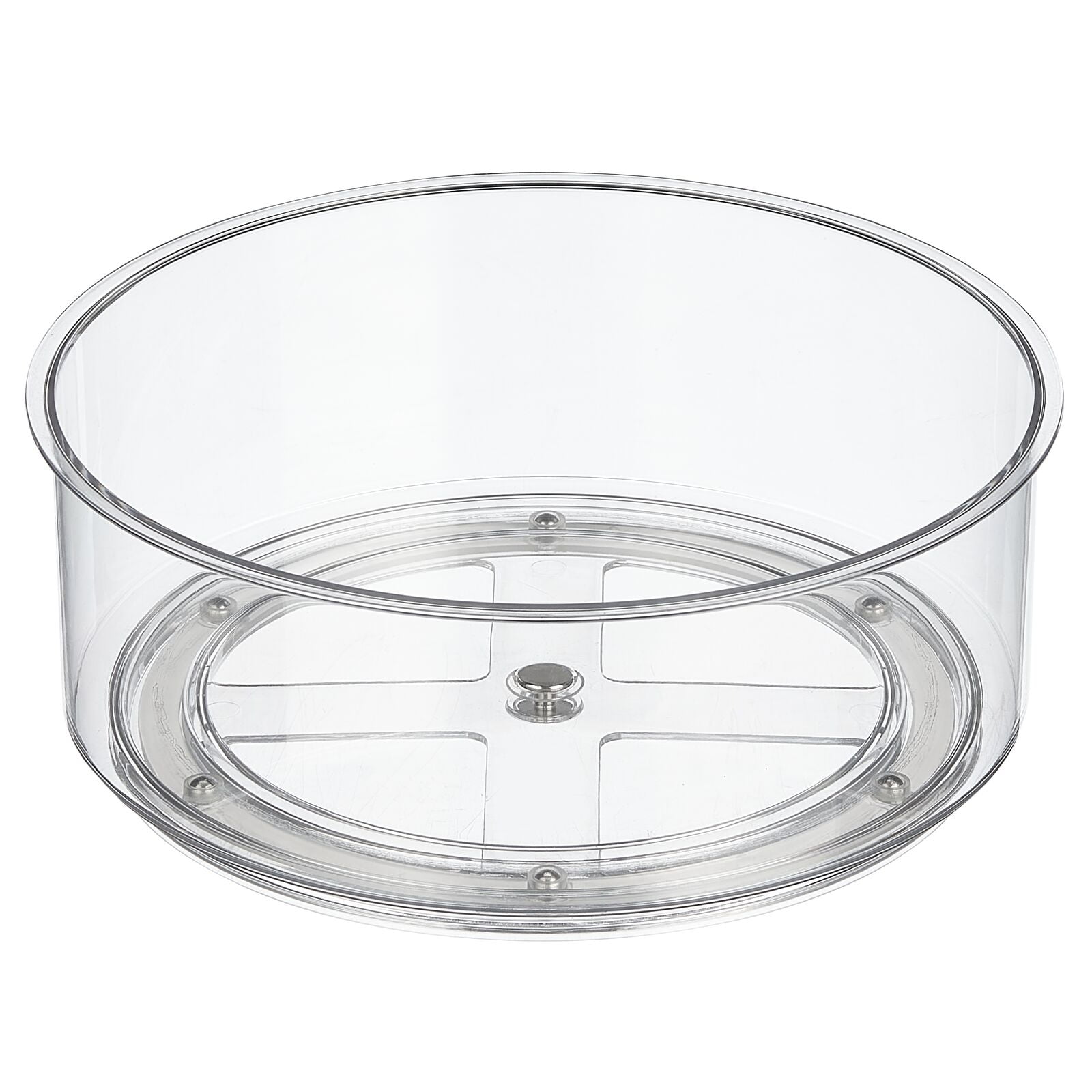 mDesign Lazy Susan Turntable Plastic Spinner for Kitchen Cabinet, Pantry, Fridge, Cupboards, or Counter Organizing, Fully Rotating Organizer for Food, 9' Round - Lumiere Collection - Clear