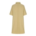 thumbnail image 5 of Nmnitkp Dresses for Women Linen Blend Shirt Collar Shift Dress, Short Sleeve Half Button Loose Fit Casual Summer Dress for Beach Womens Dresses Khaki,L, 5 of 6
