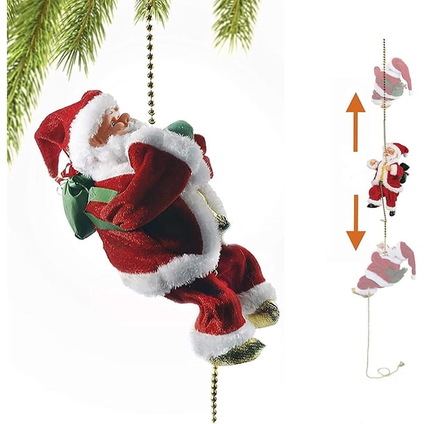 Adornos navideños de Papá Noel trepador, decoración, regalos $ Cortina de cuentas de escalada eléctrica, escaleras para subir, juguetes de Papá Noel $ Cuentas de escalada de Papá Noel para Navidad