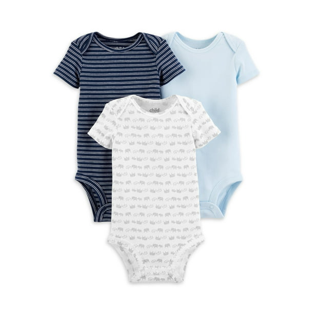 Carter's Child of Mine Basic Short Sleeve Bodysuits, 3 Pack, Preemie-3/6  Months