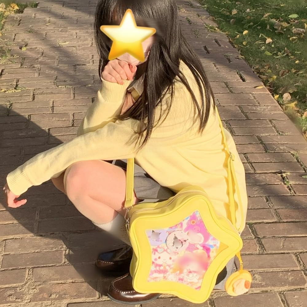 SPEKSEE Star Shape Ita Bag Pins Display Crossbody Bag PU Leather Backpack Y2k Aesthetic Cute Handbag