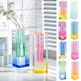 thumbnail image 2 of Cuboid Vase Light Luxury European Style Faux Crystal Matte/Smooth Container Ornament Romantic Floral Arrangement Acrylic Pillar Vase Home Decor, 2 of 11