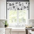 thumbnail image 2 of Black Grey Coastal Valances for Windows Farmhouse Decor, Beach Nautical Kitchen Curtains Window Shades, Ocean Sea Coral Starfish Rod Pocket Valance Curtains for Living Room/Bedroom 54"x18", 2 of 6
