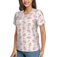 thumbnail image 5 of Yiaed Floral Strawberr Print Women's T Shirt V-Neck Short Sleeve Shirt Casual Breathable Tee Summer Tops-X-Large, 5 of 5