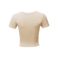 thumbnail image 3 of A2Y Women's Basic Solid Stretchable Crew Neck Short Sleeve Crop Top Oatmeal M, 3 of 3