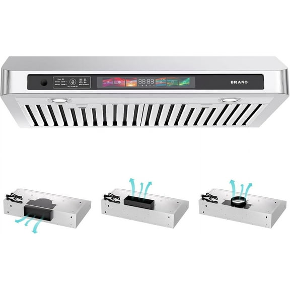 30 Inch Under Cabinet Range Hood ,Stainless Steel Stove Hood with Voice/Gesture/Touch Control, 900 CFM Kitchen Vent Hood