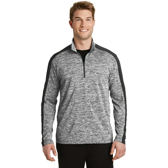 Sport Tek Adult Male Men Electric Heather Pullover Black El/Black Small
