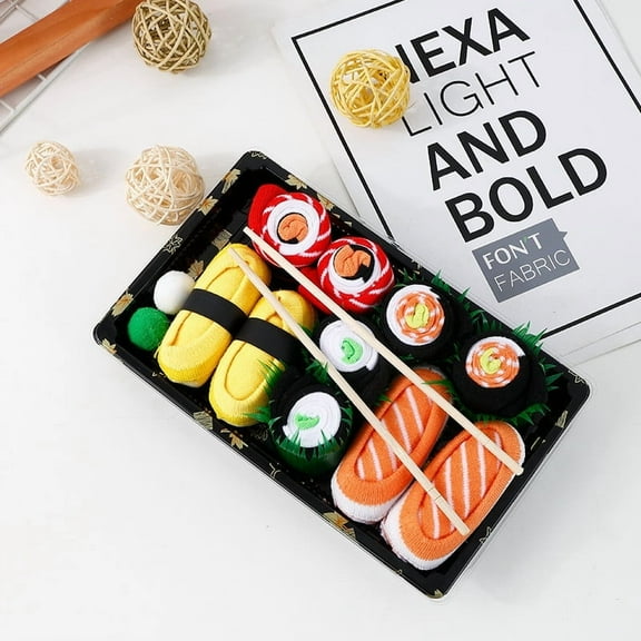 Sushi Salmon Socks High Tube Novelty Gift Set | Unique Quirky Long Crew Socks | Comfortable Spring Summer Wear | Durable Export Quality | 1 Box Pack