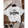 thumbnail image 1 of Alphabets LOS ANGELES CALIFORNIA Print Girl's Summer Comfy T-shirt, Casual Round Neck Short Sleeved Top For Summer Sports Activities & Daily Wear, 1 of 5
