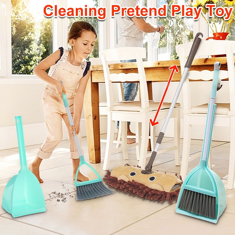 Kids Mop Broom Dustpan Set Kid's Housekeeping Cleaning Tool Pretend