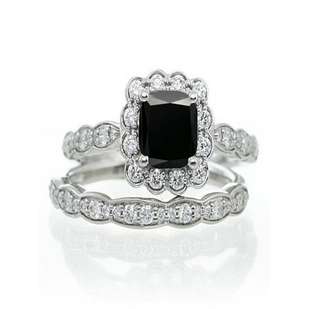 Jeenjewels 2 Carat Princess Cut Black Diamond And Diamond Wedding