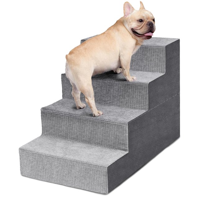 Escaleras para Perros Heeyoo de 4 Peldaños, 46 cm de Altura, Antideslizantes, Color Gris