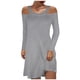 thumbnail image 1 of Moda mujer sexy sólido hombro frío manga larga cuello redondo vestido regular Fridja  yut1248, 1 of 5