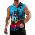 thumbnail image 2 of longantii Mens Shirts Hawaiian Style Vintage Button Down Shirts Lightweight Sleeveless Tops with Chest Pockets Summer Floral Print Summer Shirt for Vacation Dark Blue L, 2 of 7