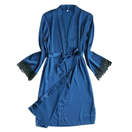 Midwennn Women Sexy Satin Silk Sleepwear Pajamas Nightdress Lingerie Night Dress Bridal Underwear for Bride
