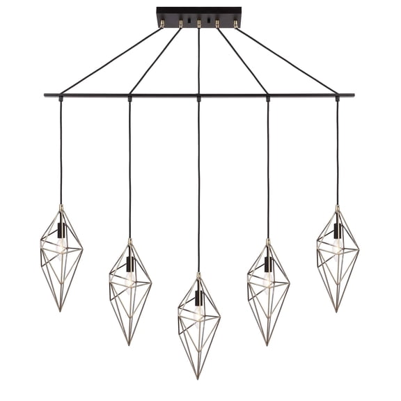 Woodbridge Lighting Lanning 5-Light Metal Linear Pendant in Antique Brass/Bronze