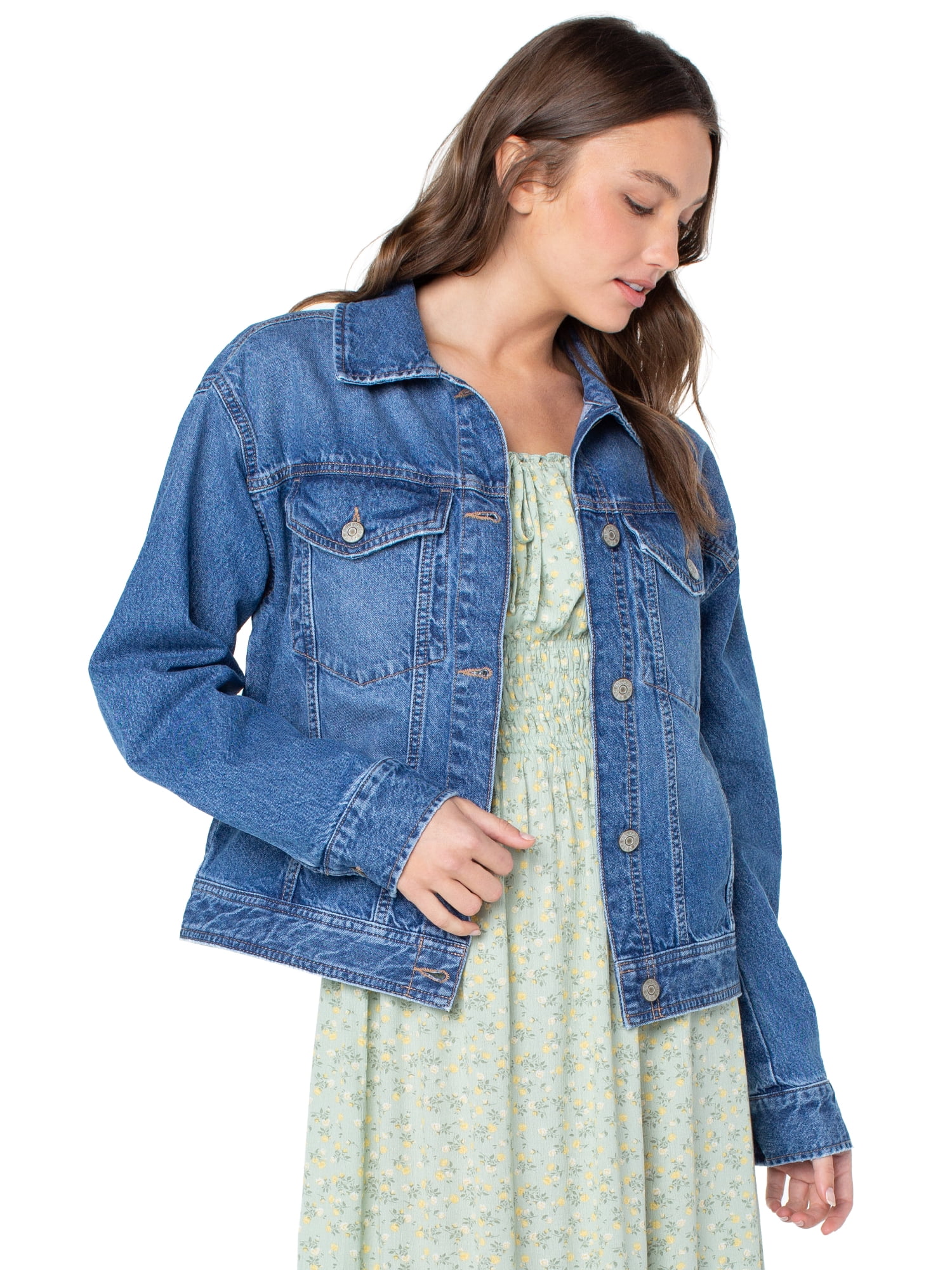 Celebrity Pink Women's Oversized Denim Jacket, Sizes XS-XXXL