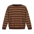 thumbnail image 4 of Pull Vintage Marron Rayé Patchwork Tricoté pour Femmes Y2K, 4 of 6
