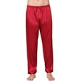thumbnail image 2 of SWSMCLT Men's Long Pajama Pants Summer Waist Straight Leg Fall Silky Satin Lounge Pajamas Pjs Soft Ankle Elastic Red Large, 2 of 4