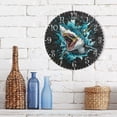thumbnail image 3 of 10" Artistic Round Wall Decorative Desk Clock Wall Clock Home Decor Aggressive Blue Shark, 3 of 6