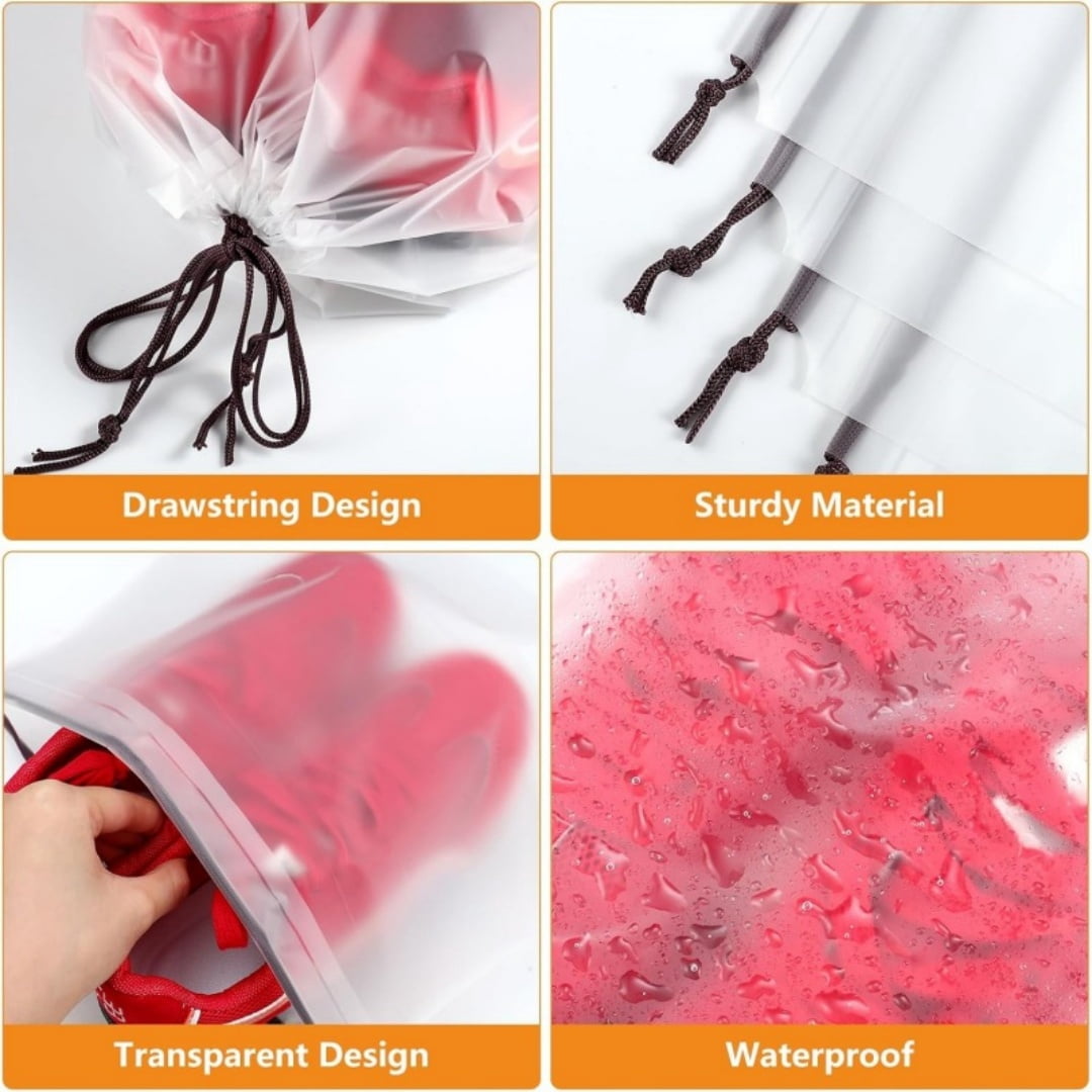 Shoe Storage Bags Frosted PE Drawstring Waterproof Dust-Proof for Travel