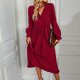 thumbnail image 5 of Vestido largo informal para mujer cuello en V vestido de verano manga larga estilo Sexy atuendo diario FLhrweasw Para estrenar, 5 of 7
