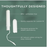 Veeda 100% Natural Cotton Tampons - Regular Absorbency with leak proof protection - Compact BPA-Free Applicator - Unscented & Free from Chlorine, Toxin - 16 Count