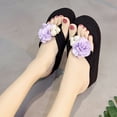 thumbnail image 4 of Women’s Floral Flip Flop With&nbsp;Pearl 2.1 Inch Summer&nbsp;Platform&nbsp;Sandals Girls&nbsp;Heels&nbsp;Thong&nbsp;Shoes Arch Support Comfortable Soft Cushion Floral&nbsp;Wedges Floral Purple 41, 4 of 5