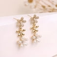 thumbnail image 5 of DESIGNICE Gold Flower Dangle Drop Earrings for Women Dainty 14K Gold Plated Hypoallergenic Spring Floral Prom Earrings Fashion Outfit Accessories Jewelry Gift, 5 of 7