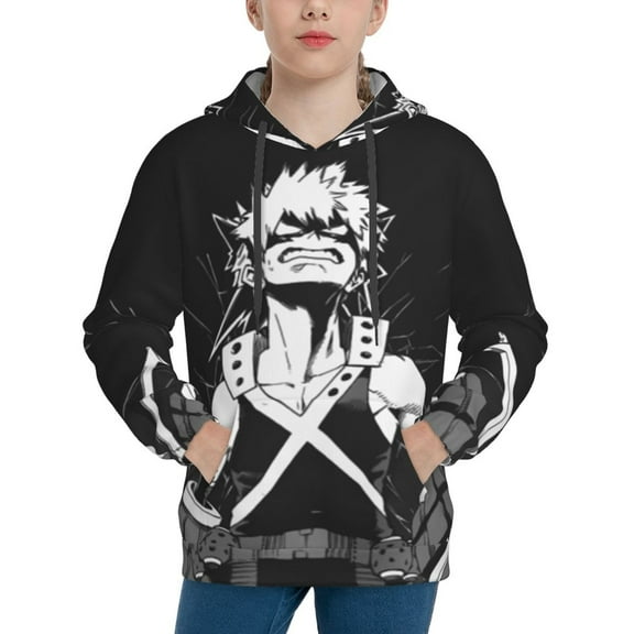 My Hero Academia Bakugo Katsuki Kids' Hoodie 3d Print Sweatshirt Soft Pullover Hooded With Big Pockets For Boys Or Girls Small