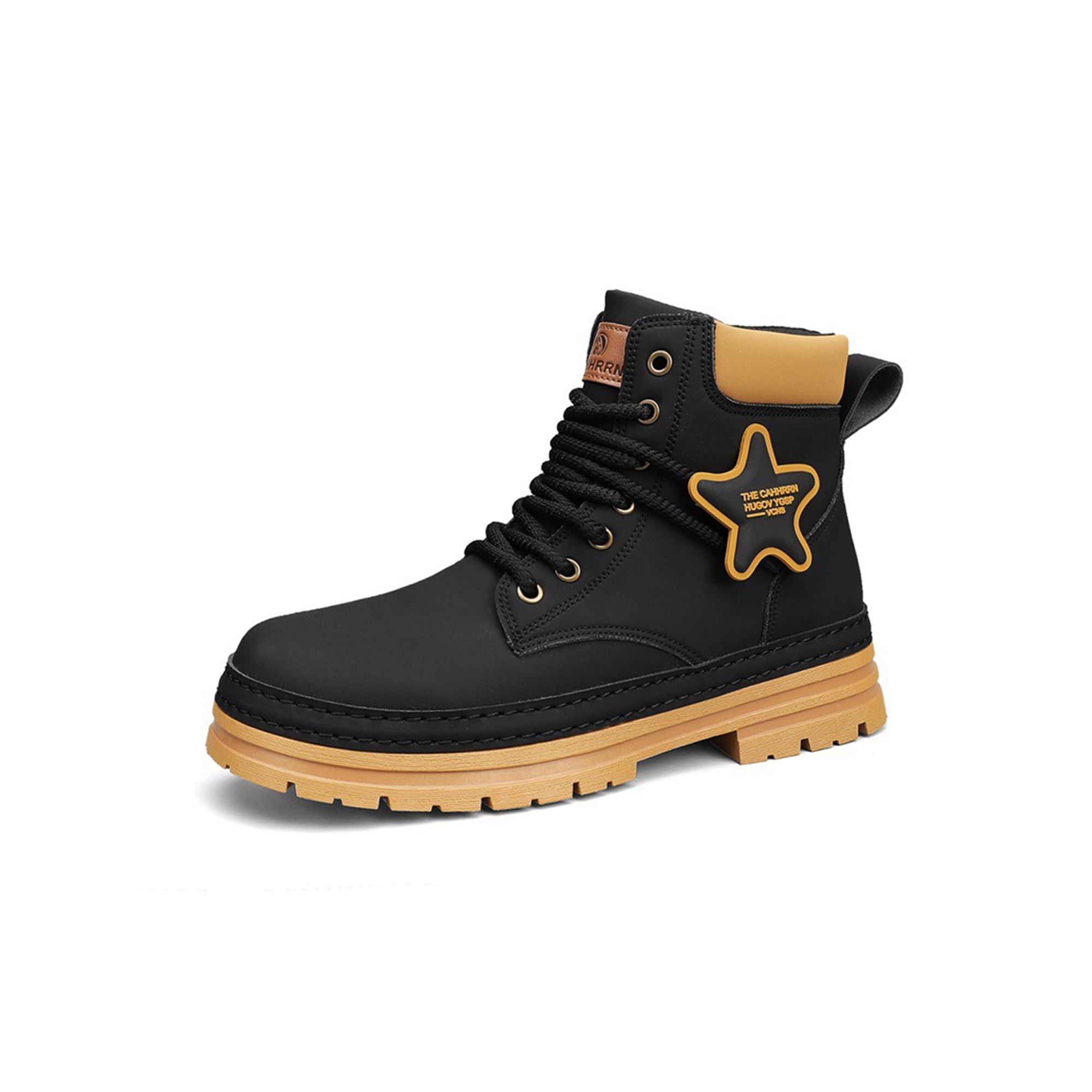 Bellella Mens Ankle Boots Platform Booties Lug Sole Winter Boot Comfort Outdoor Shoes Work Combat Bootie Black 8.5
