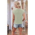 thumbnail image 4 of Deep V Neck Tanks for Women Casual Cap Sleeve Sweater Vest Summer Ribbed Knitted Tank Tops Green S, 4 of 6