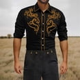thumbnail image 2 of Long Sleeve Shirts for Men Solid Western Cowboy Embroidered Shirt Slim Fit Casual Button Shirt Yellow L, 2 of 5