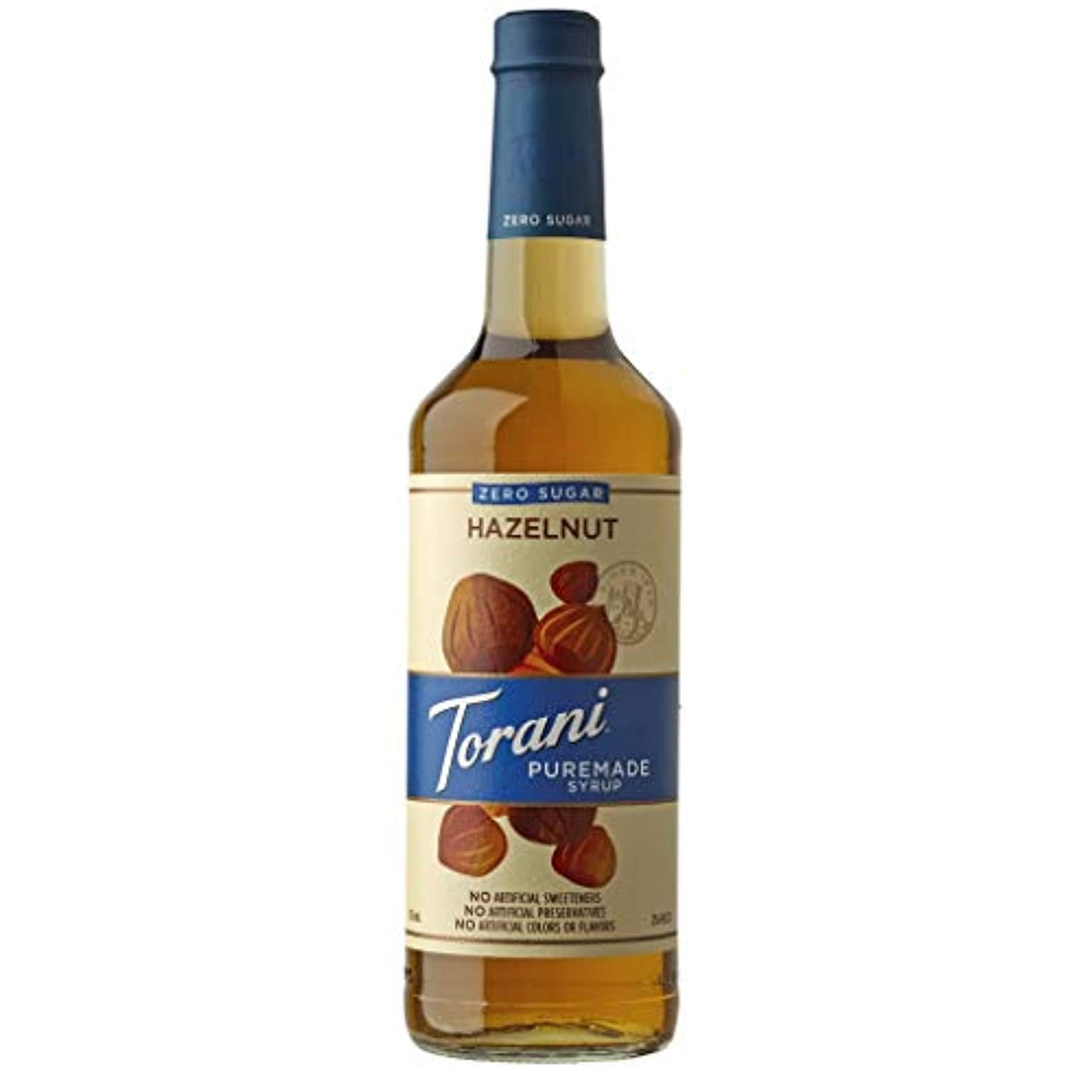 Torani Puremade Syrup, Zero Sugar Hazelnut Flavor, Glass Bottle, Natural Flavors, 25.4 Fl. Oz., 750 Ml