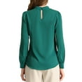 thumbnail image 3 of MODA NOVA Juniors Stand Collar Pleated Button Keyhole Button Blouse, 3 of 6