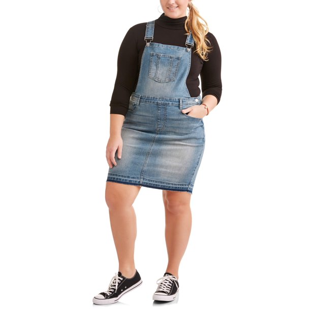 Dollhouse Women's Plus Raw Release Hem Denim Skirtall