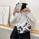 thumbnail image 1 of Bolso de mano con estampado de puntos de vaca para mujer, bolso de hombro pequeño para axilas (blanco), 1 of 9