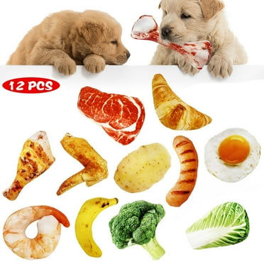 EIMELI 12 Pcs Dog Squeaky Toys, Plush Dog Toy Pack, Stuffed Puppy Chew Toys Dog Toys Bulk with Squeakers, Soft Food Shape Pet Toy for Small Medium Dogs