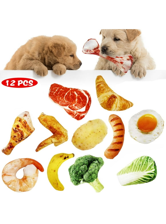 SNNROO Peteast Dog Squeaky Toys, Plush Dog Toy Pack, Stuffed Puppy Chew Toys 12 Dog Toys Bulk with Squeakers, Soft Food Shape Pet Toy for Small Medium Dogs