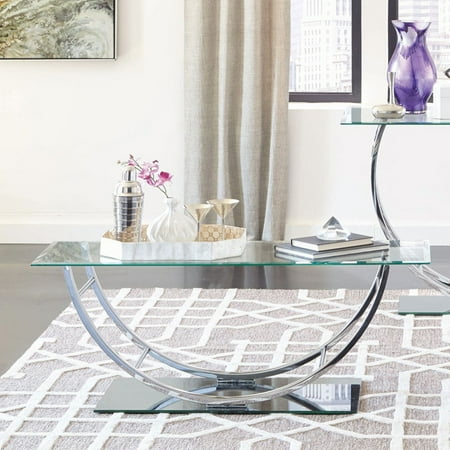 3 Piece Glass Coffee Table - Coaster 704988-CO Glass Top Coffee Table, Chrome