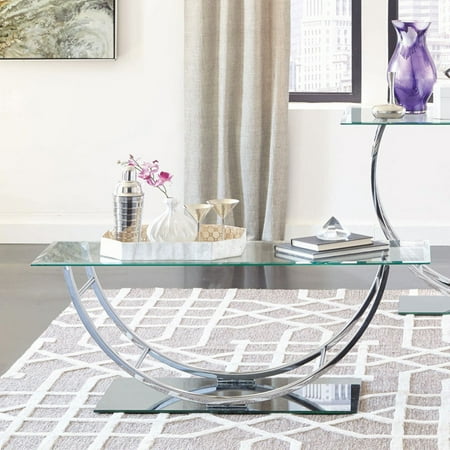 Coaster 704988-CO Glass Top Coffee Table, Chrome