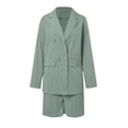 thumbnail image 4 of RMGVDSD Womens 2 Piece Blazer Shorts Set Long Sleeve Double Breasted Suit Jackets And Shorts Suit Business Outfits Women Shorts Sets Beachwear, 4 of 6