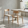 thumbnail image 3 of GVN Linen Fabric Upholstered Modern Dining Chair Set of 2 with Padded Seat Curved Backrest for Kitchen Dining Room Living Room Furniture, Oak, 3 of 8