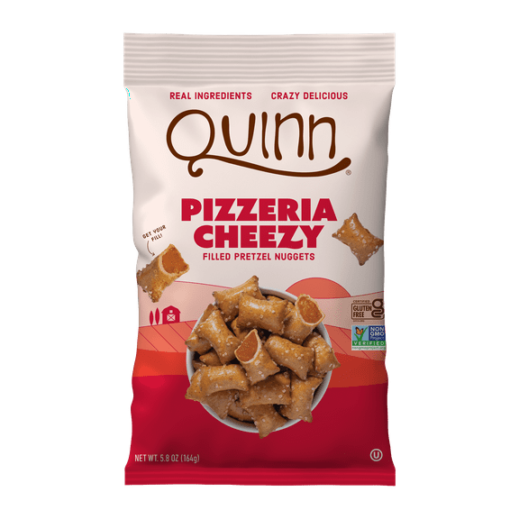 Quinn Pizzeria Cheezy Filled Pretzel Nuggets, Plant Based Gluten Free Snacks, 5.8 oz Bag