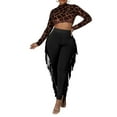 thumbnail image 5 of XFLWAM Women's High Waist Fringe Pants Bodycon Sweatpants Bodycon Casual Side Tassel Long Pencil Bottoms Solid Color Knitted Tassel Pants Black M, 5 of 9
