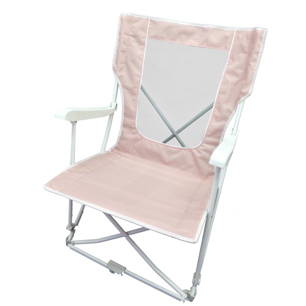 Mainstays Folding Beach Chair with Arms, Pink