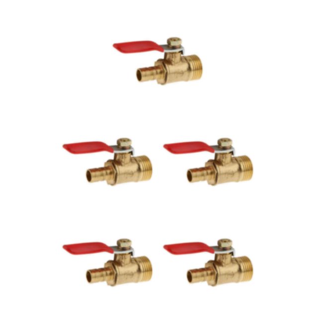 ZheElen Versatile Threaded Brass Ball Valve for Multiple Uses 3 interface 16mm 8mm Red 5Set