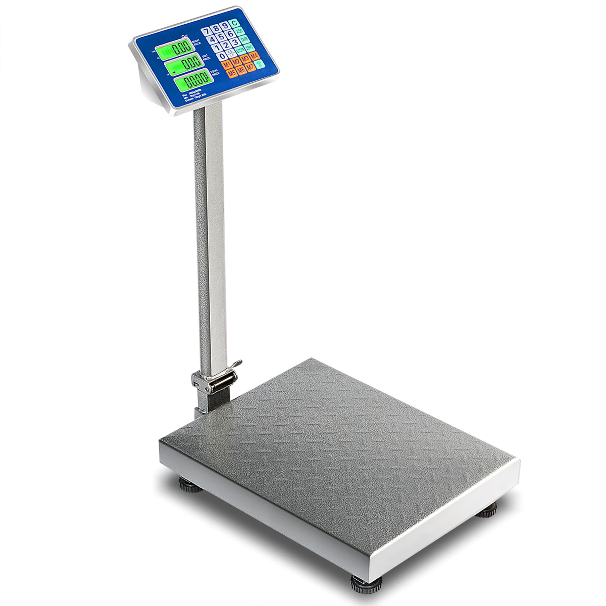 660 Lbs Digital Floor Scale with Folding Design, Stainless Iron Top, Led Green Light, Kg and Lb Unit Conversion