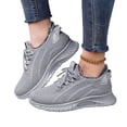 thumbnail image 2 of Domuza Women's Fleece Lined Knit Running Sneakers Lace Up Breathable Mesh Lightweight Non Slip Warm Winter Casual Walking Footwear Gray 10（EU-43）, 2 of 6