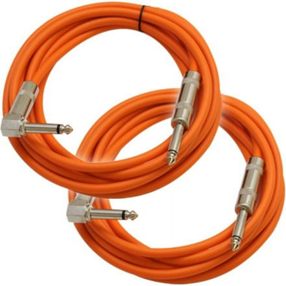 Seismic Audio Right Angle to Straight Guitar Cable 10' (2 Pack)